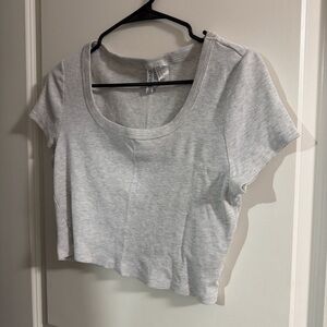 H&M Light Gray Ribbed Crop Top